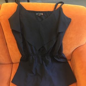 G by GUESS black romper with front ruffle